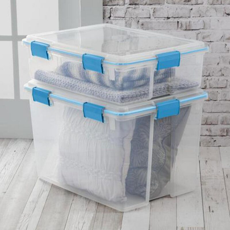Sterilite 80-Quart Clear Plastic Stackable Storage Bin w/ Clear Gasket Latch Lid - Image 10