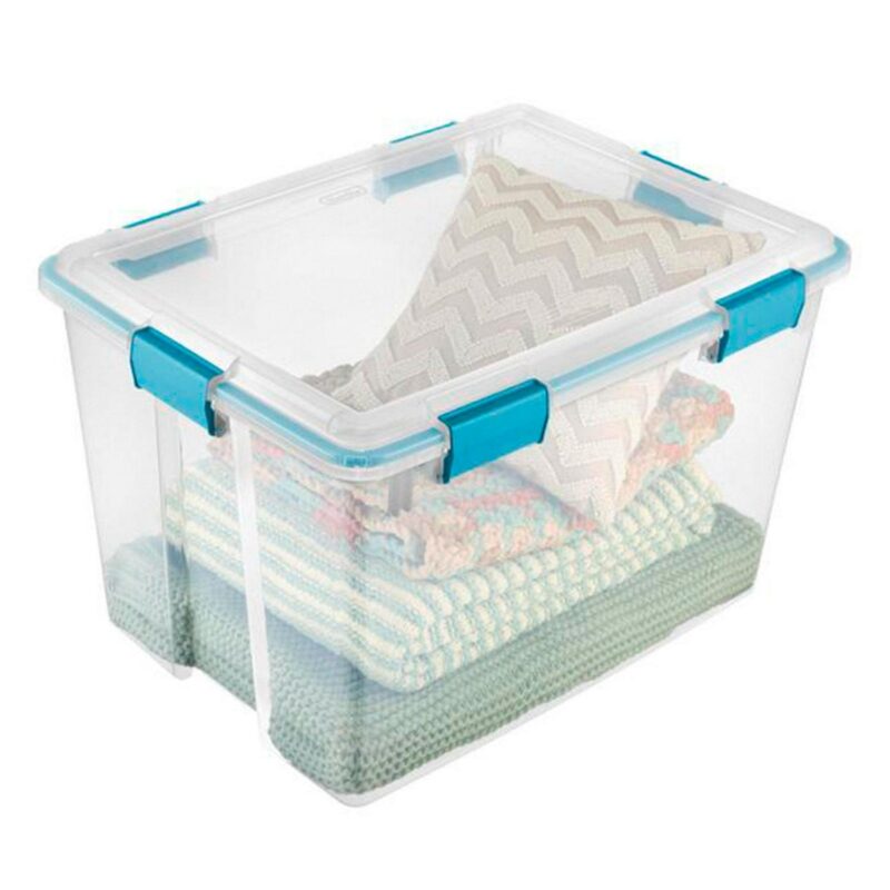 Sterilite 80-Quart Clear Plastic Stackable Storage Bin w/ Clear Gasket Latch Lid - Image 5