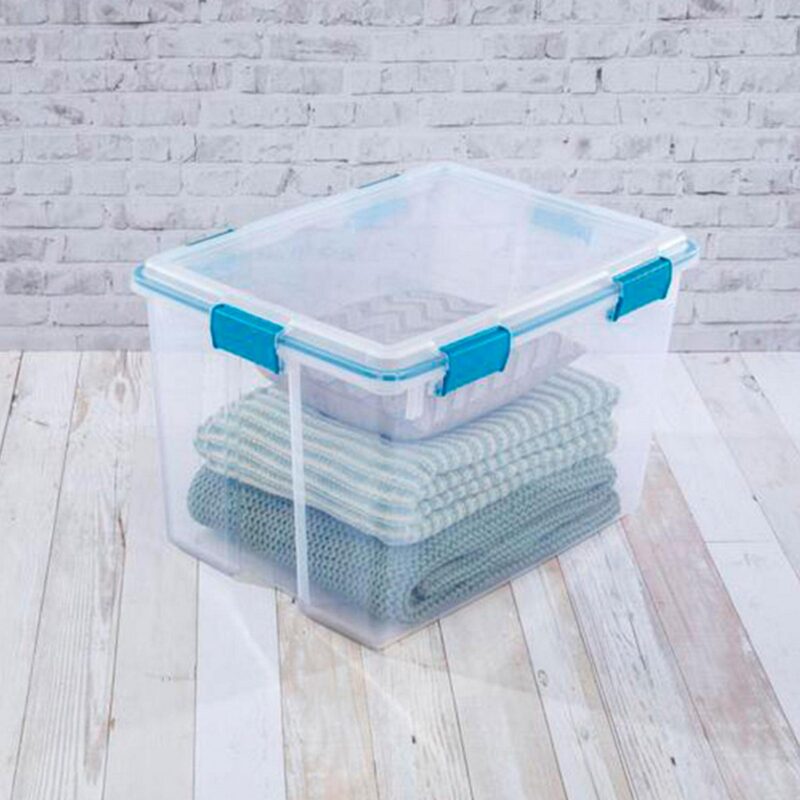 Sterilite 80-Quart Clear Plastic Stackable Storage Bin w/ Clear Gasket Latch Lid - Image 7