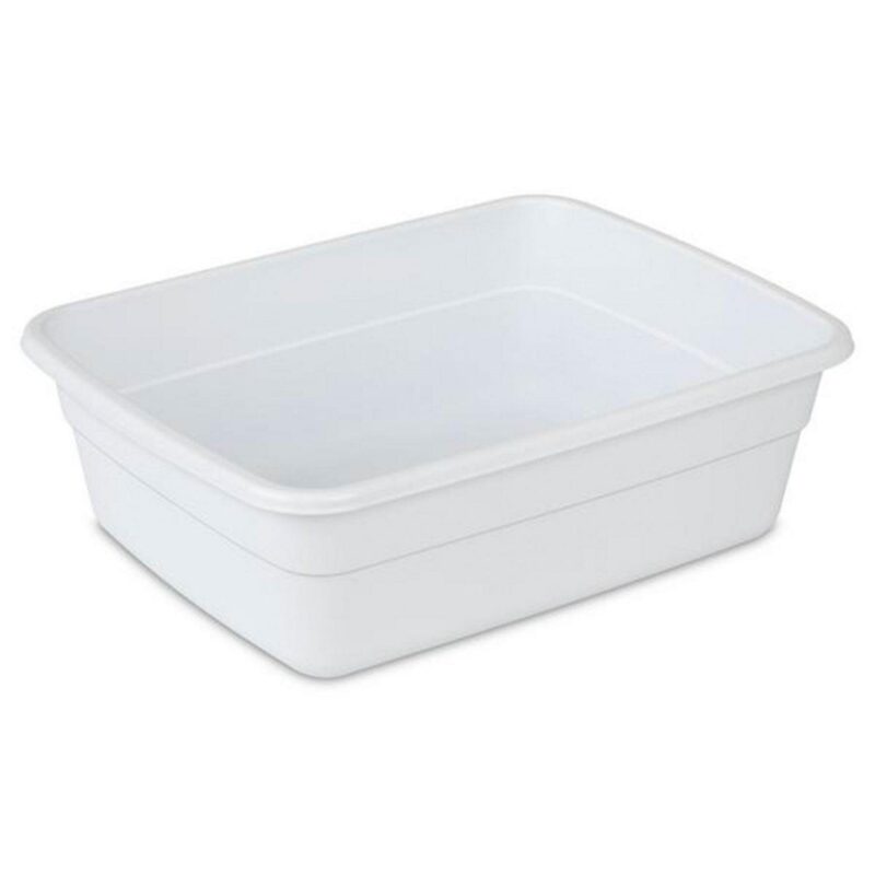 Sterilite Small Portable Rectangle Plastic 8 Qt Dish Pan, White (36 Pack)