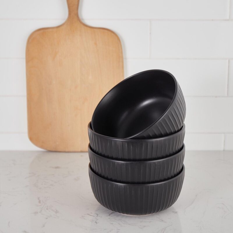 Stone Lain Logan 12-Piece Dinnerware Set Stoneware, Black - Image 3
