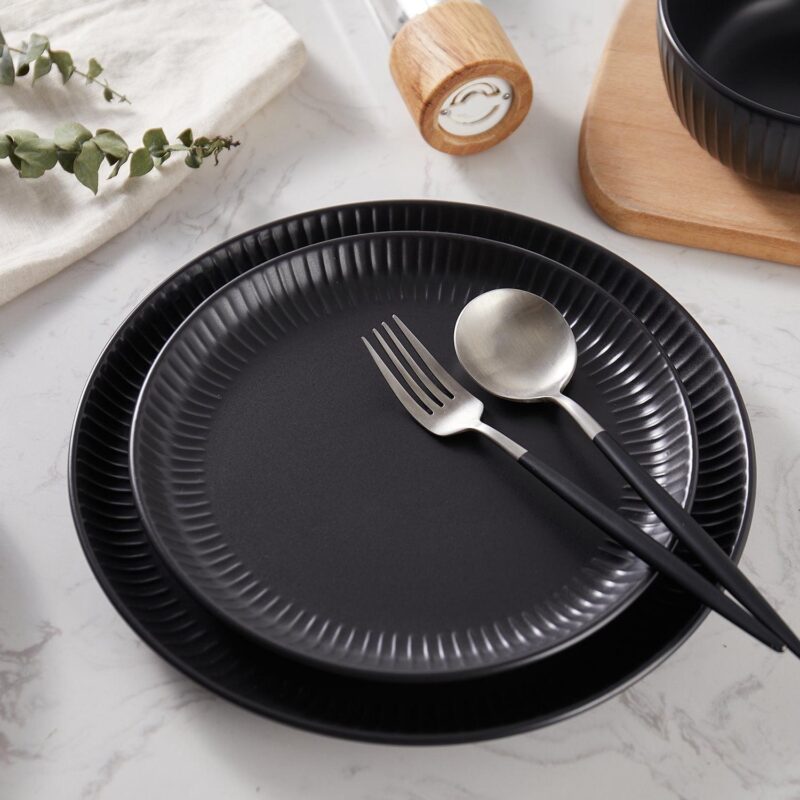 Stone Lain Logan 12-Piece Dinnerware Set Stoneware, Black - Image 6