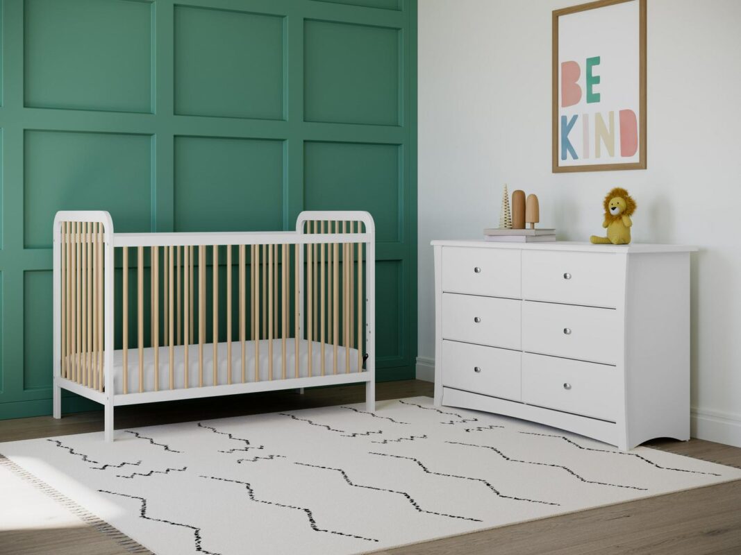 Storkcraft Crescent 6 Drawer Nursery Double Dresser, White - Image 3