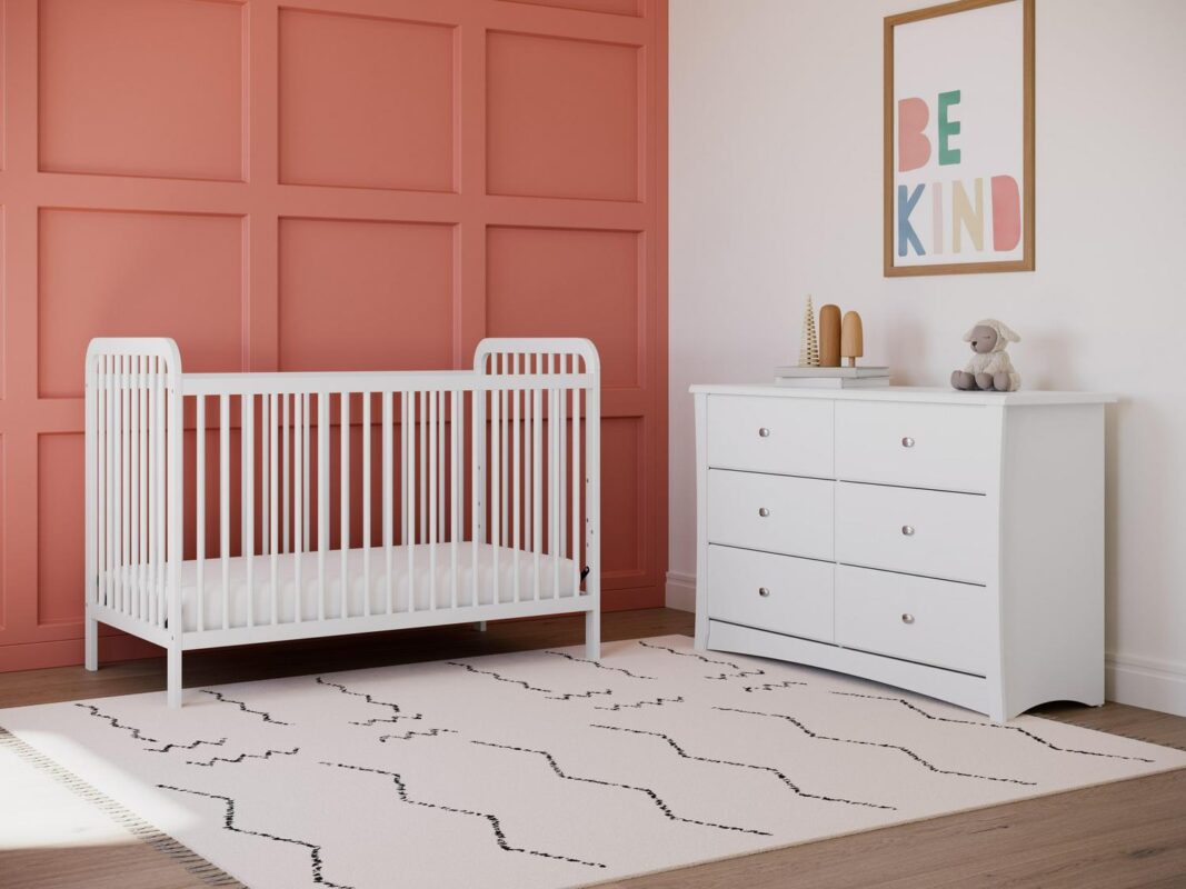 Storkcraft Crescent 6 Drawer Nursery Double Dresser, White - Image 5