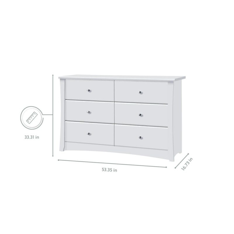 Storkcraft Crescent 6 Drawer Nursery Double Dresser, White - Image 11