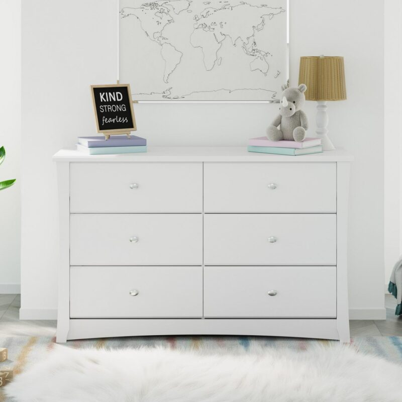 Storkcraft Crescent 6 Drawer Nursery Double Dresser, White - Image 2