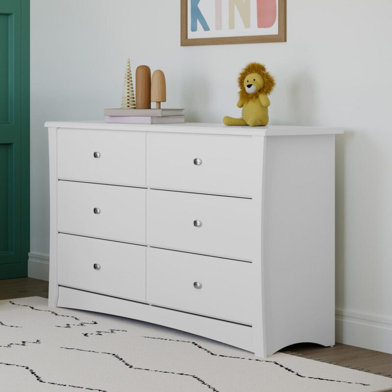 Storkcraft Crescent 6 Drawer Nursery Double Dresser, White - Image 4