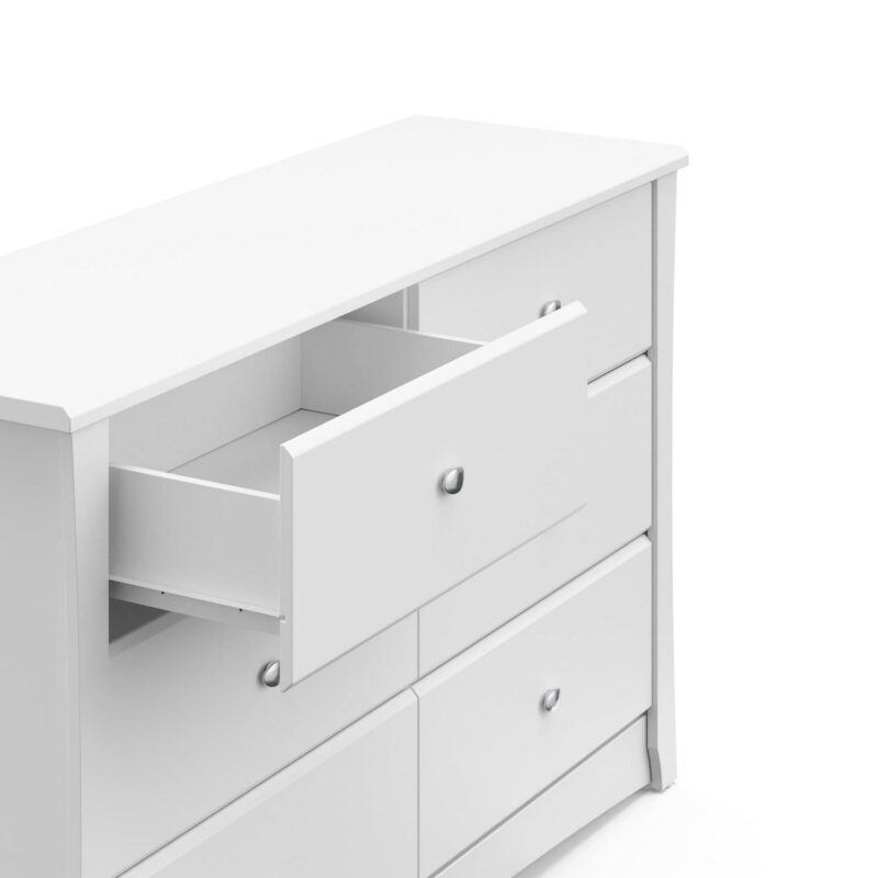 Storkcraft Crescent 6 Drawer Nursery Double Dresser, White - Image 10