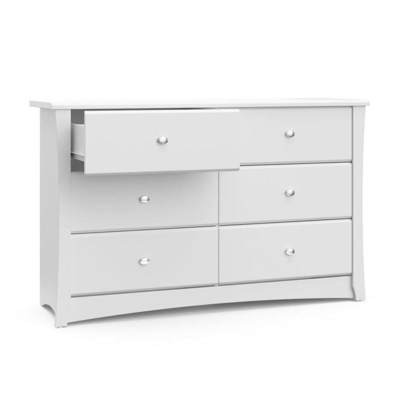 Storkcraft Crescent 6 Drawer Nursery Double Dresser, White - Image 9
