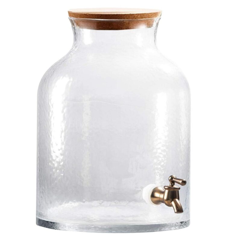 Style Setter, Round, Hammered Clear Glass Drink Dispenser with Spigot and Cork Lid, 2.7-gal - Image 3