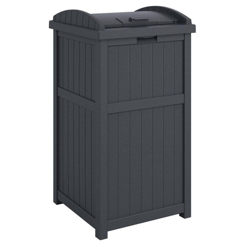 Suncast 30-Gallon Hideaway Outdoor Trash Waste Bin, Cyberspace (2 Pack) - Image 2
