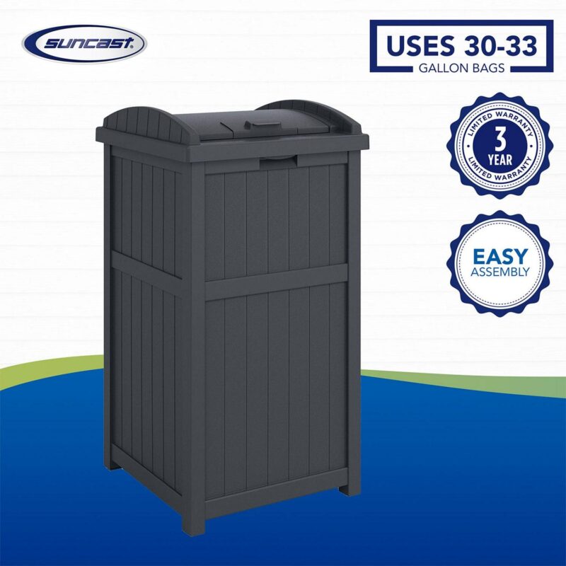 Suncast 30-Gallon Hideaway Outdoor Trash Waste Bin, Cyberspace (2 Pack) - Image 6