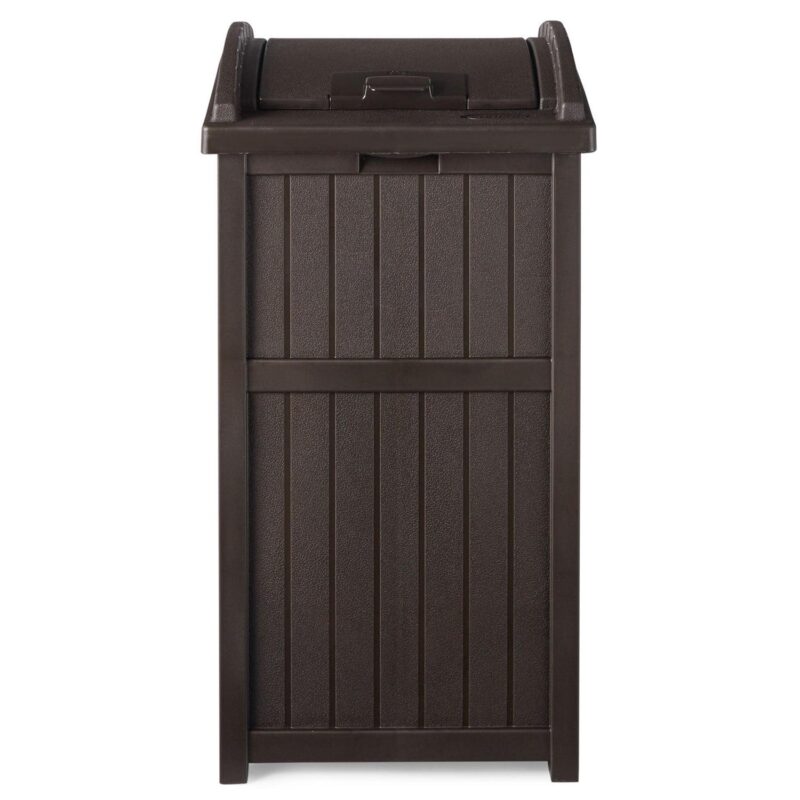 Suncast 33-Gallon Capacity Outdoor Garbage Can Hideaway with Secure Lid, Java Brown - Image 2