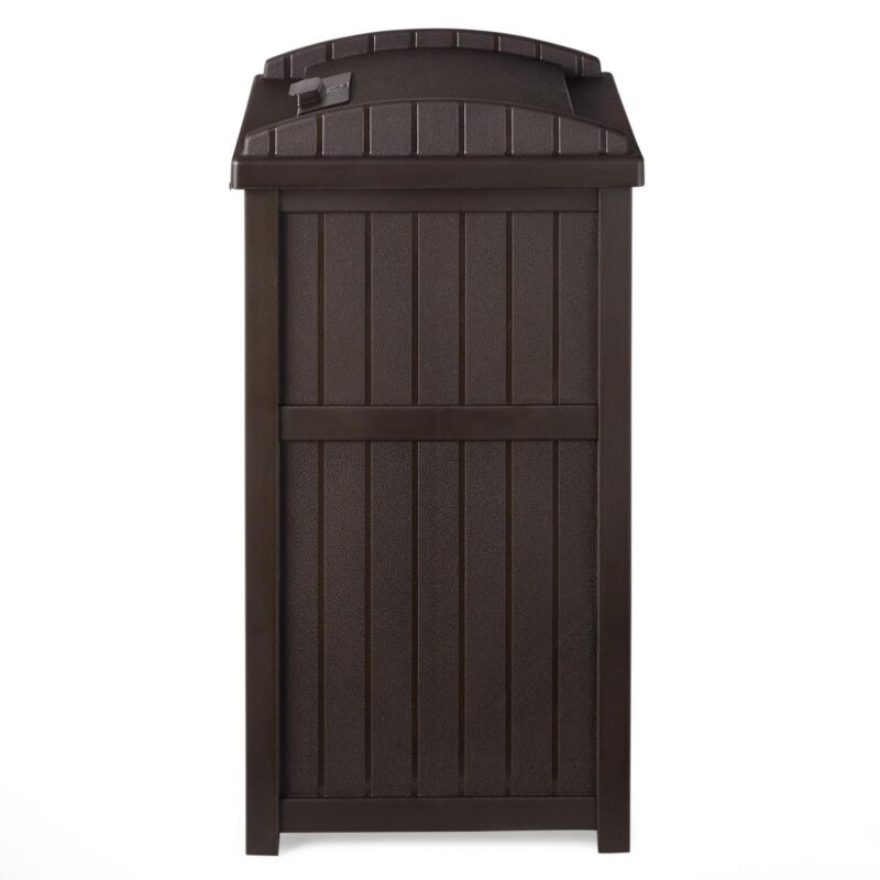 Suncast 33-Gallon Capacity Outdoor Garbage Can Hideaway with Secure Lid, Java Brown - Image 3