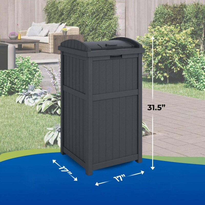 Suncast Trash Hideaway Refuse Container, Outdoor Resin Bin, Cyberspace - Image 4