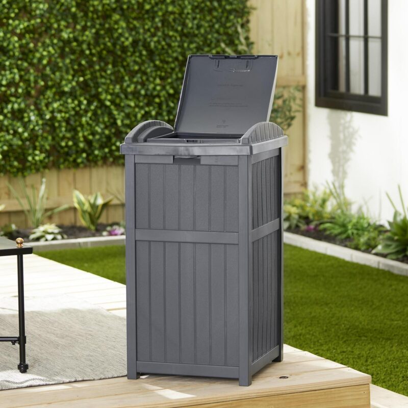 Suncast Trash Hideaway Refuse Container, Outdoor Resin Bin, Cyberspace - Image 8