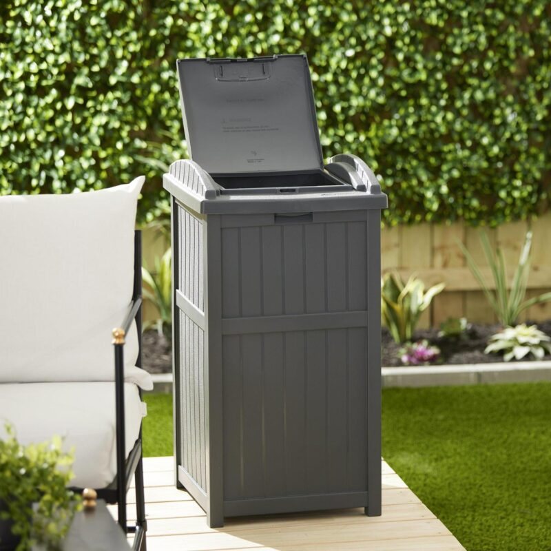 Suncast Trash Hideaway Refuse Container, Outdoor Resin Bin, Cyberspace - Image 7