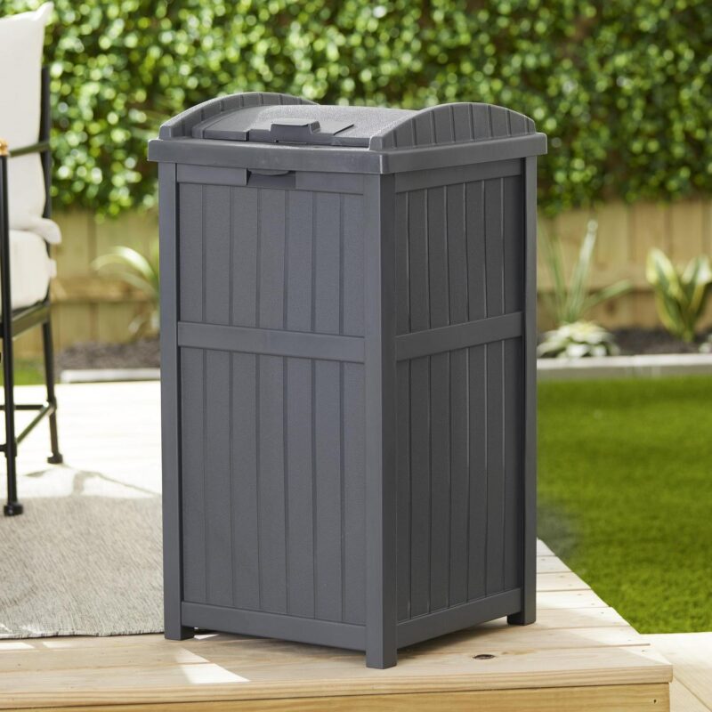 Suncast Trash Hideaway Refuse Container, Outdoor Resin Bin, Cyberspace - Image 5
