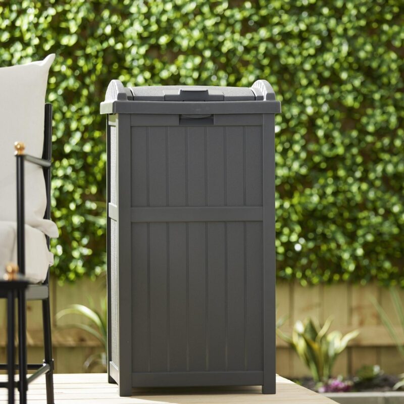 Suncast Trash Hideaway Refuse Container, Outdoor Resin Bin, Cyberspace - Image 6