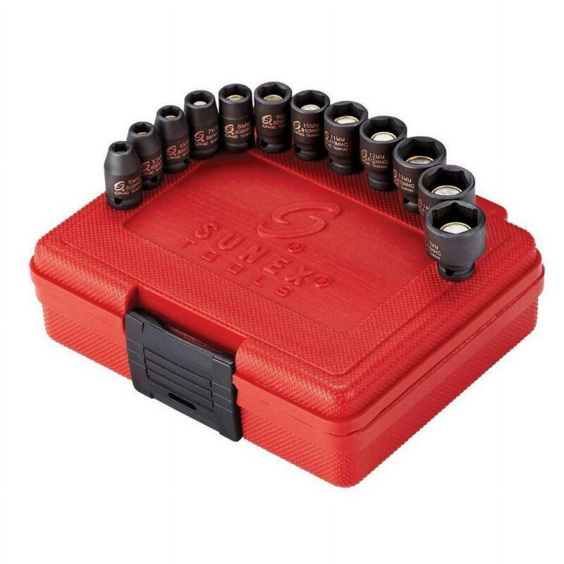 Sunex 1822 12-Piece 1/4  Drive Metric Magnetic Impact Socket Set