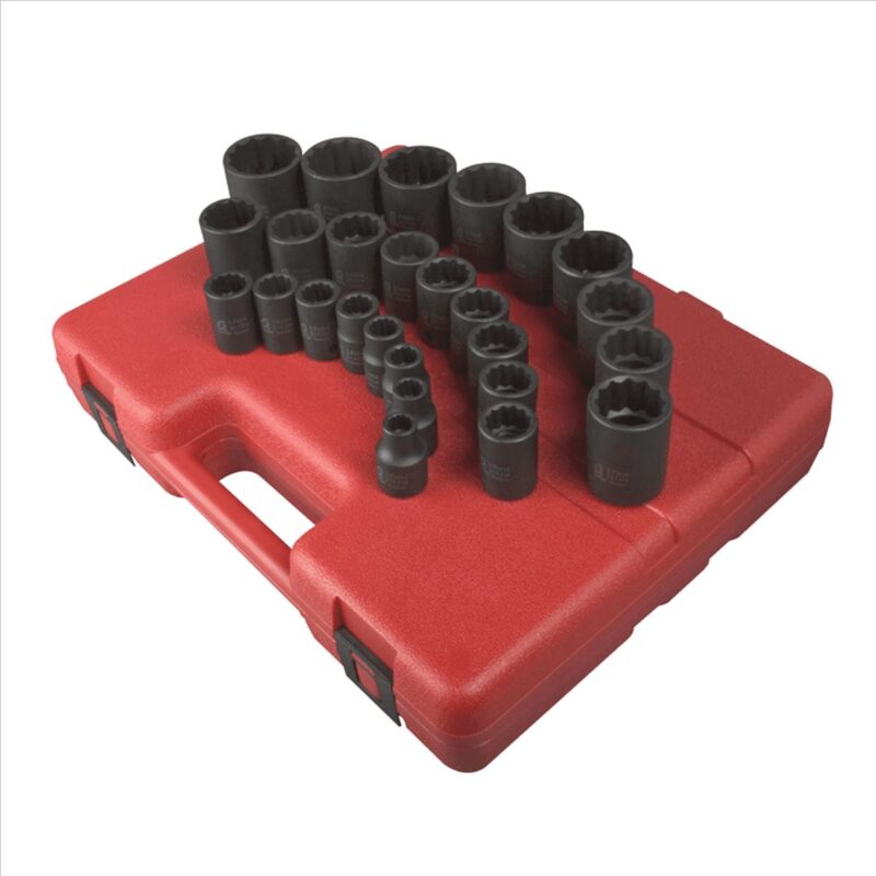 Sunex 2826 26-Piece 1/2  Drive 12-Point Metric Impact Socket Set