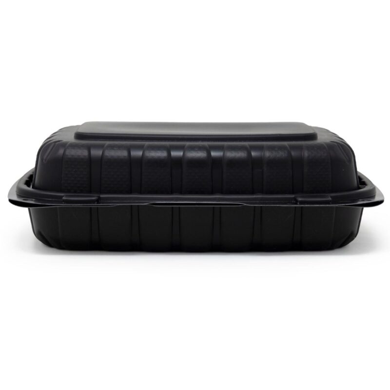 Sure Earth 9  x 6  One Compartment Eco Friendly Black Hinged Food Container | 200 per Case