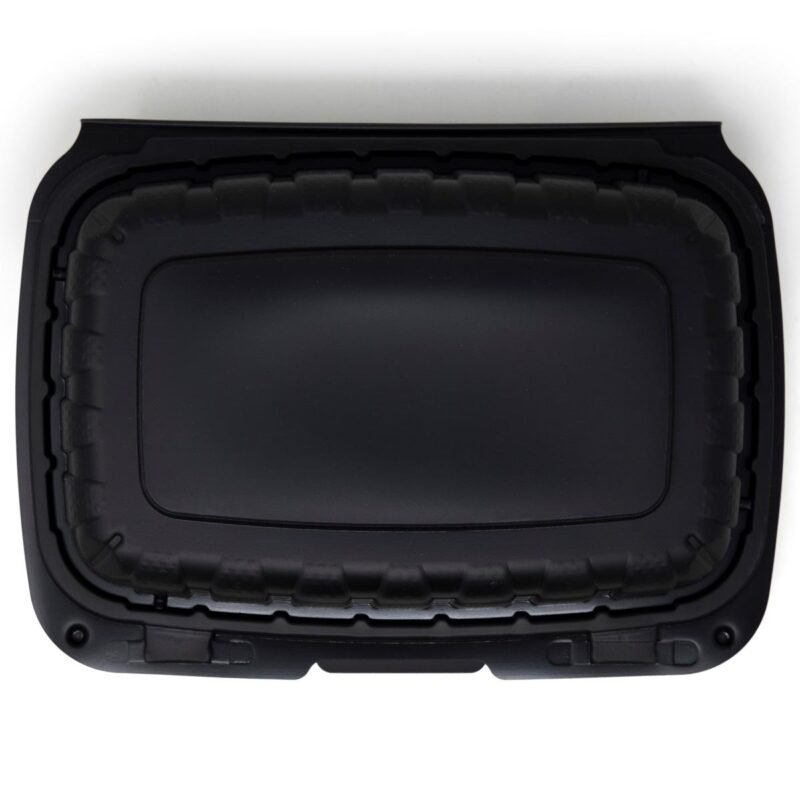 Sure Earth 9  x 6  One Compartment Eco Friendly Black Hinged Food Container | 200 per Case - Image 3