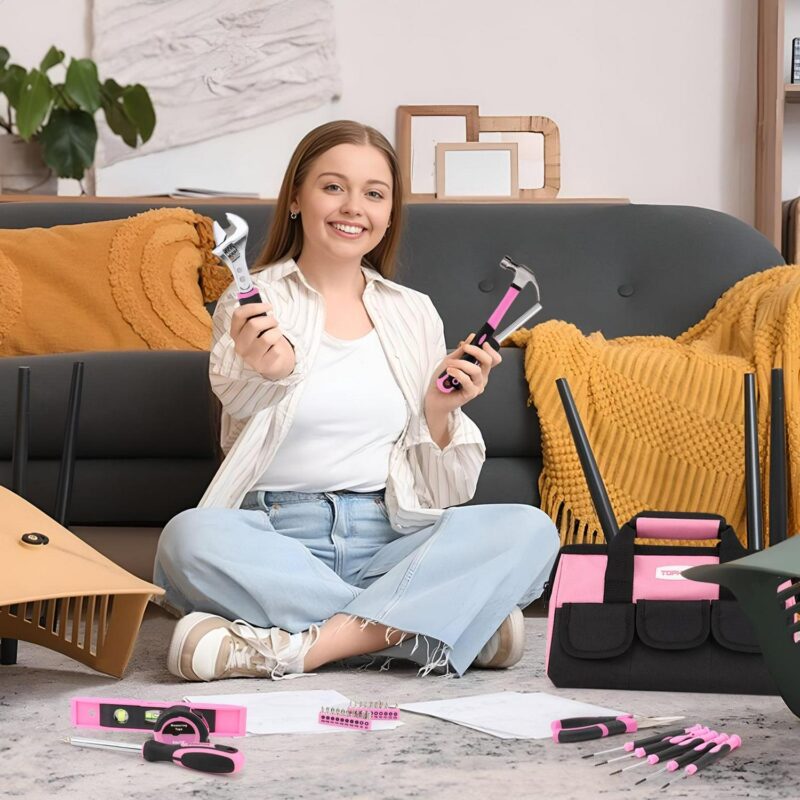 TOPHDY 275-Piece Pink Tool Set - Tool Kit for Women with Pink Tool Storage Bag, Lady's Tool Set for House, Perfect for Home DIY Projects - Image 7