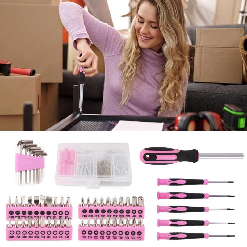 TOPHDY 275-Piece Pink Tool Set - Tool Kit for Women with Pink Tool Storage Bag, Lady's Tool Set for House, Perfect for Home DIY Projects - Image 3