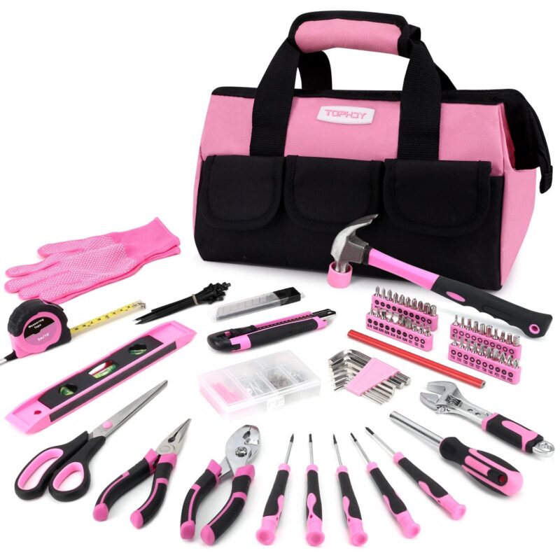 TOPHDY 275-Piece Pink Tool Set - Tool Kit for Women with Pink Tool Storage Bag, Lady's Tool Set for House, Perfect for Home DIY Projects