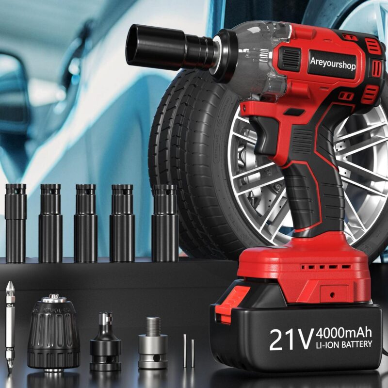 TOPTENG Cordless Impact Wrench 1/2 Inch, 21V with Battery and Charger, High Torque 2400in-Lbs, 3000 BPM, Impact Wrench with Charger, 2-in-1 Multi-Purpose Electric Impact Wrench with LED, Carrying box - Image 6