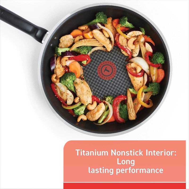 T-fal Cook and Strain Nonstick Cookware Set, 14 piece Set, Black, Dishwasher Safe - Image 6