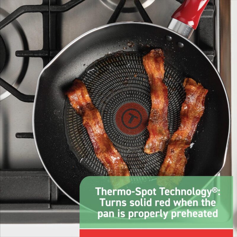 T-fal Easy Care 12-Piece Non-Stick Cookware Set, Pots and Pans, Red - Image 3