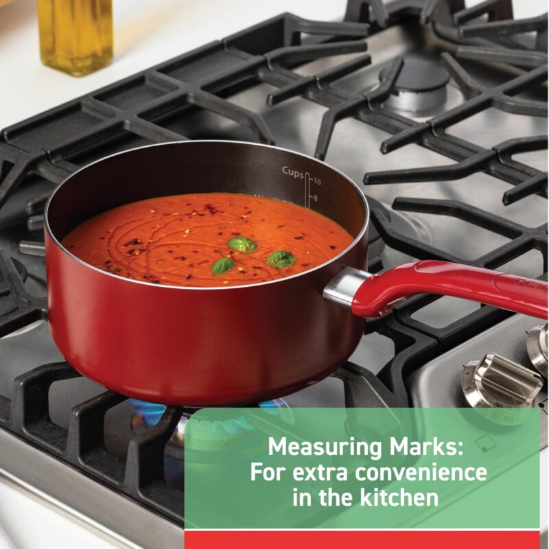 T-fal Easy Care 12-Piece Non-Stick Cookware Set, Pots and Pans, Red - Image 5
