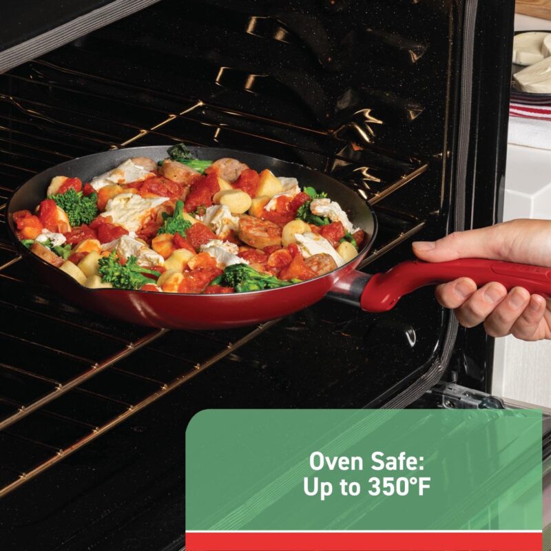 T-fal Easy Care 12-Piece Non-Stick Cookware Set, Pots and Pans, Red - Image 6