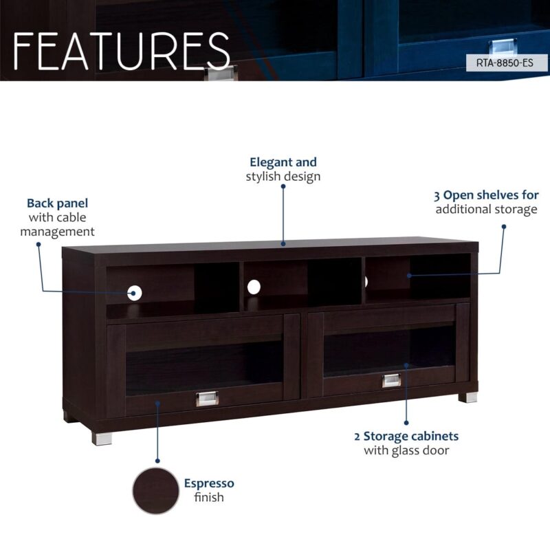 Techni Mobili 58  W Durbin TV Stand for TVs up to 75 , Espresso - Image 5