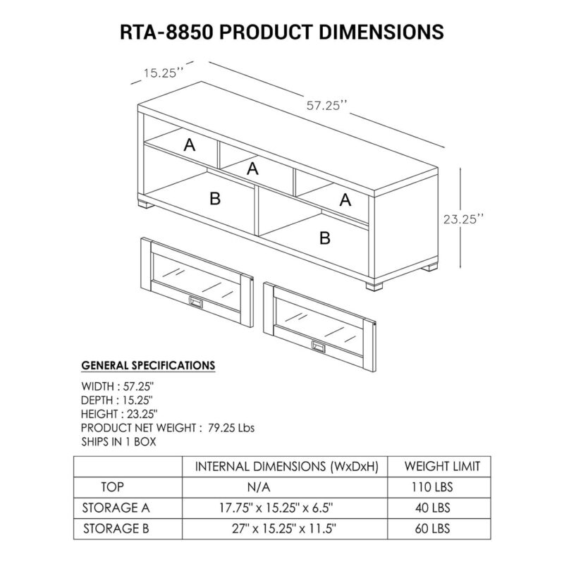 Techni Mobili 58  W Durbin TV Stand for TVs up to 75 , Espresso - Image 6