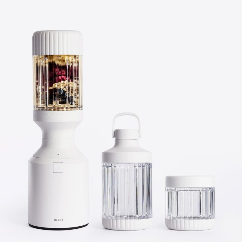 The Beast Blender; Personal Countertop Blending for Smoothies, Shakes, Food Prep and Frozen Fruits and Veggies; Extra Portable Vessels, Straw Cap and Straws Included; 1000W Motor (Cloud White)