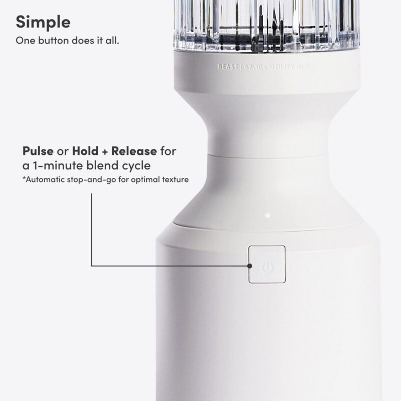The Beast Blender; Personal Countertop Blending for Smoothies, Shakes, Food Prep and Frozen Fruits and Veggies; Extra Portable Vessels, Straw Cap and Straws Included; 1000W Motor (Cloud White) - Image 5