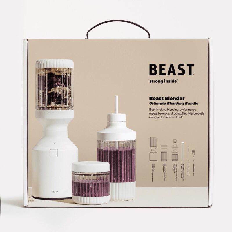 The Beast Blender; Personal Countertop Blending for Smoothies, Shakes, Food Prep and Frozen Fruits and Veggies; Extra Portable Vessels, Straw Cap and Straws Included; 1000W Motor (Cloud White) - Image 9