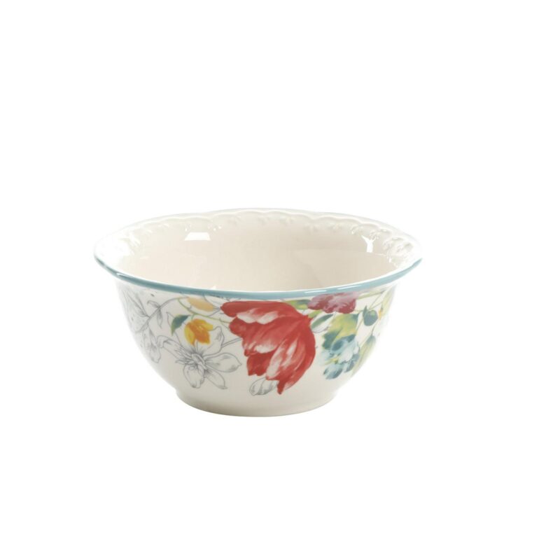 The Pioneer Woman Blooming Bouquet White Ceramic 12-Piece Dinnerware Set - Image 7