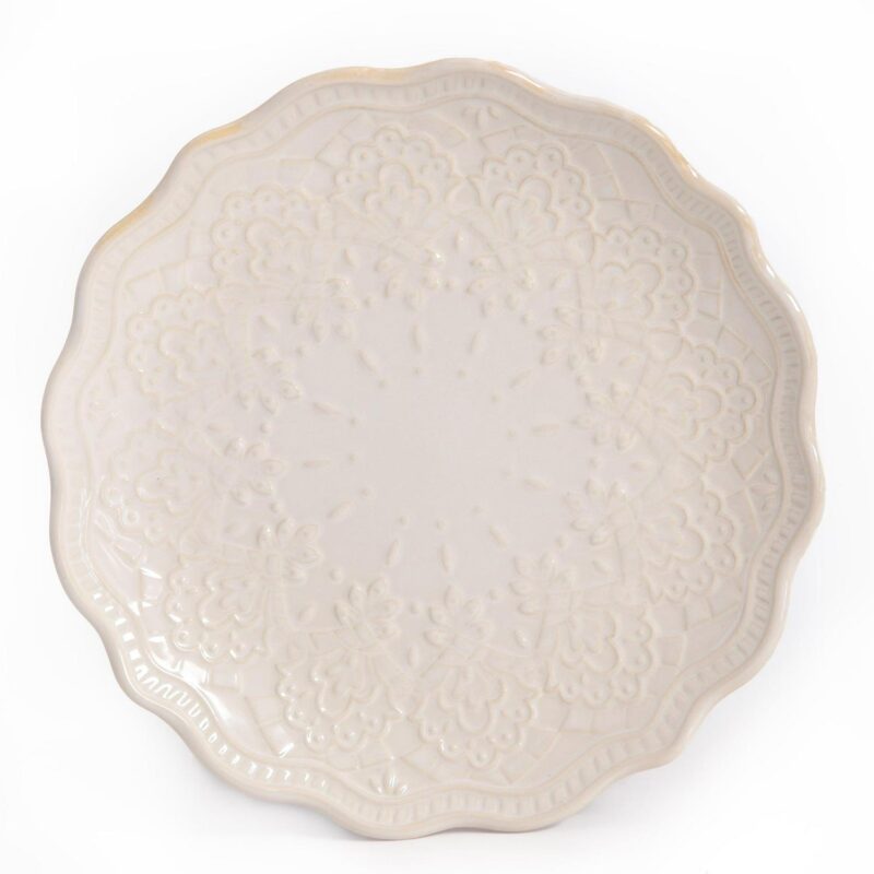 The Pioneer Woman Farmhouse Lace 12-Piece Dinnerware Set, Linen - Image 6