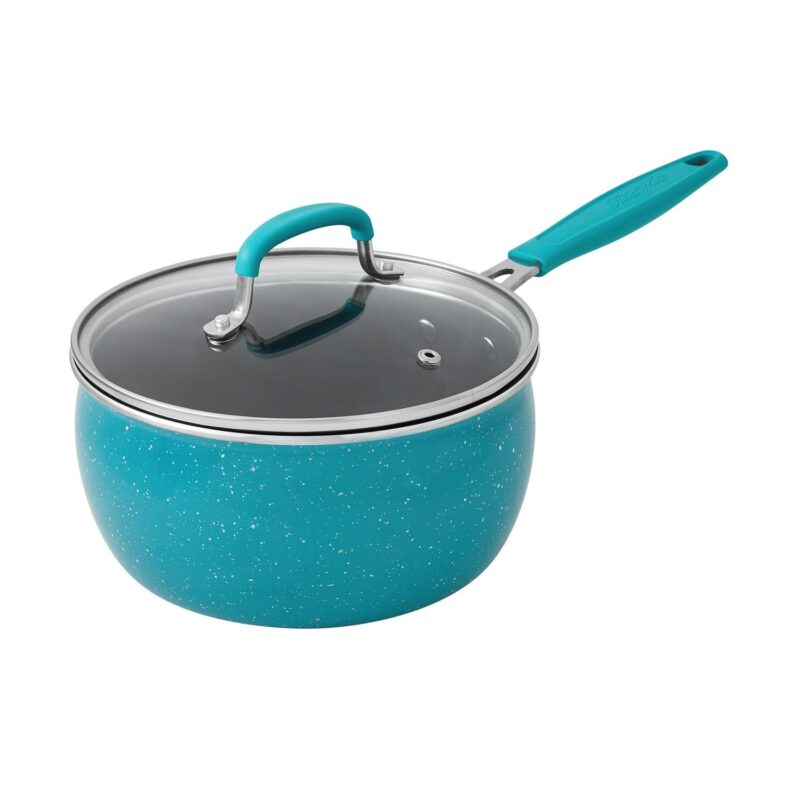 The Pioneer Woman Frontier Speckle 12-Piece Aluminum Cookware Set, Teal - Image 4