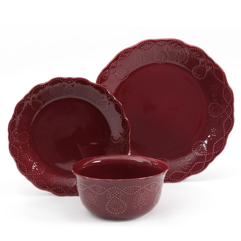 The Pioneer Woman Lace 12-Piece Dinnerware Set, Plum - Image 6