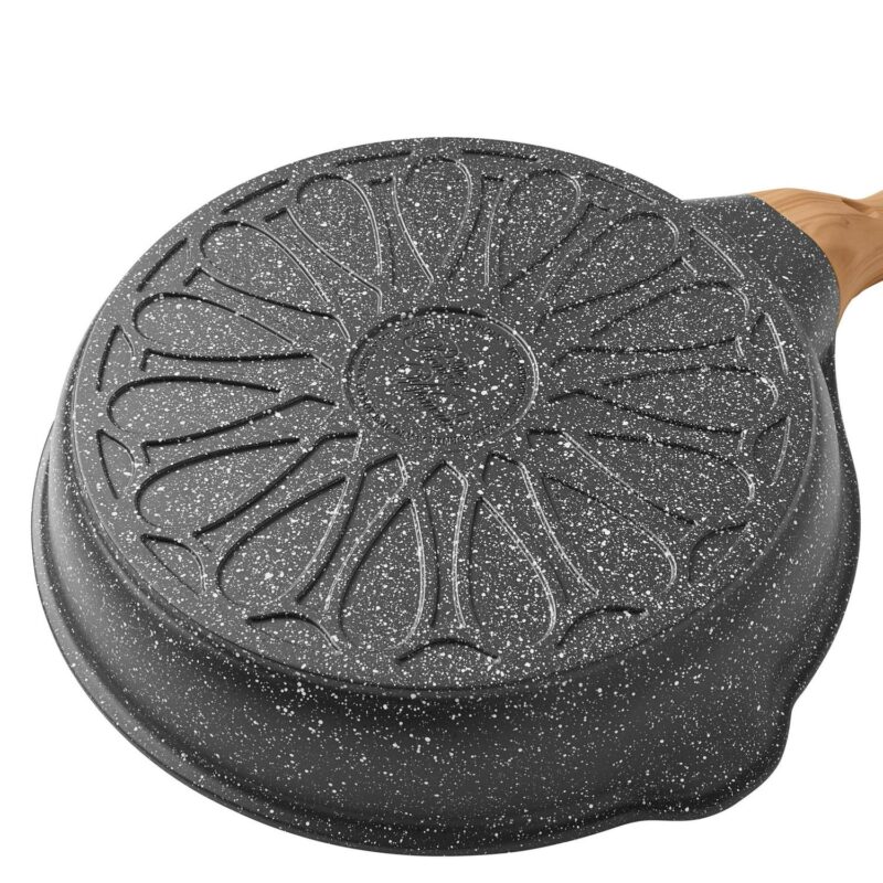 The Pioneer Woman Prairie Signature 2-Piece Cast Aluminum 10  and 12  Fry Pan Set, Charcoal Speckle - Image 5