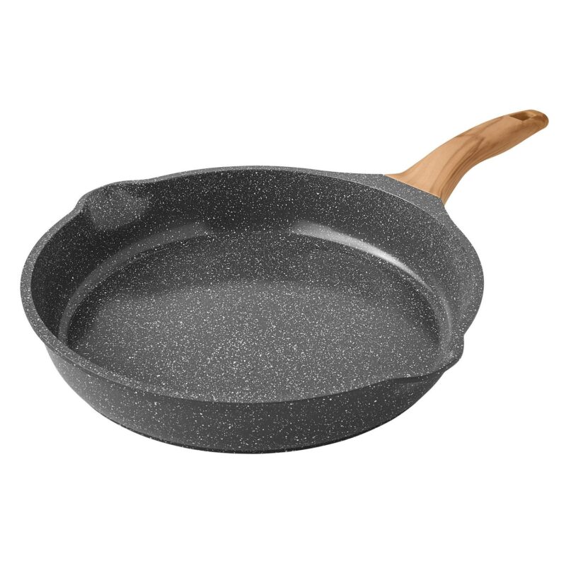 The Pioneer Woman Prairie Signature 2-Piece Cast Aluminum 10  and 12  Fry Pan Set, Charcoal Speckle - Image 3