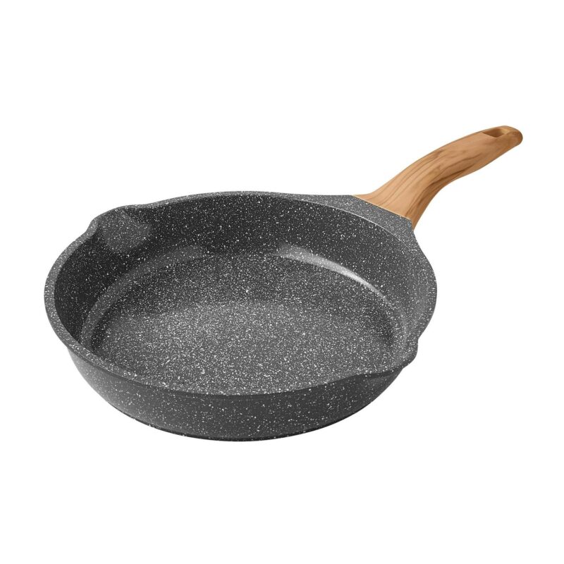 The Pioneer Woman Prairie Signature 2-Piece Cast Aluminum 10  and 12  Fry Pan Set, Charcoal Speckle - Image 4