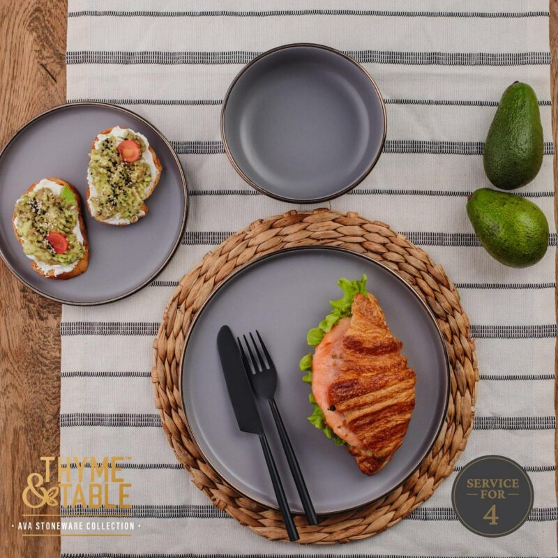 Thyme and Table 12-Piece Stoneware Dinnerware Set, Ava Collection - Image 4