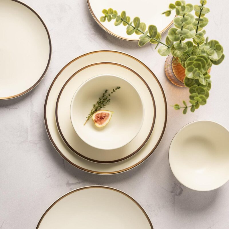 Thyme and Table 12-Piece Stoneware White Dinnerware Set, Everest Collection - Image 4