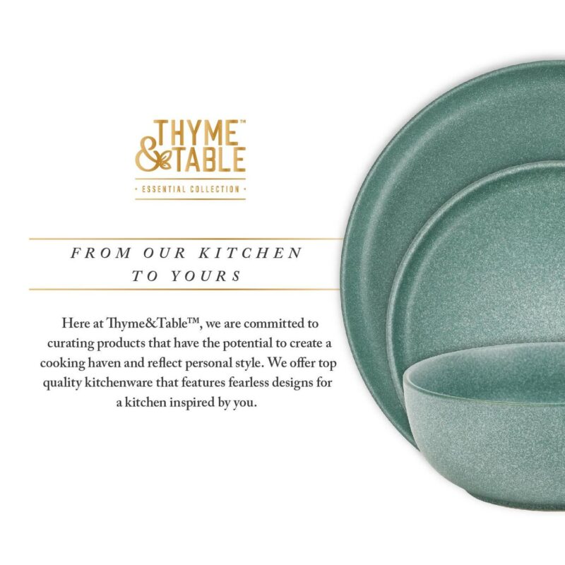 Thyme and Table 12-Piece Stoneware Dinnerware Set, Caspian Green Collection - Image 6